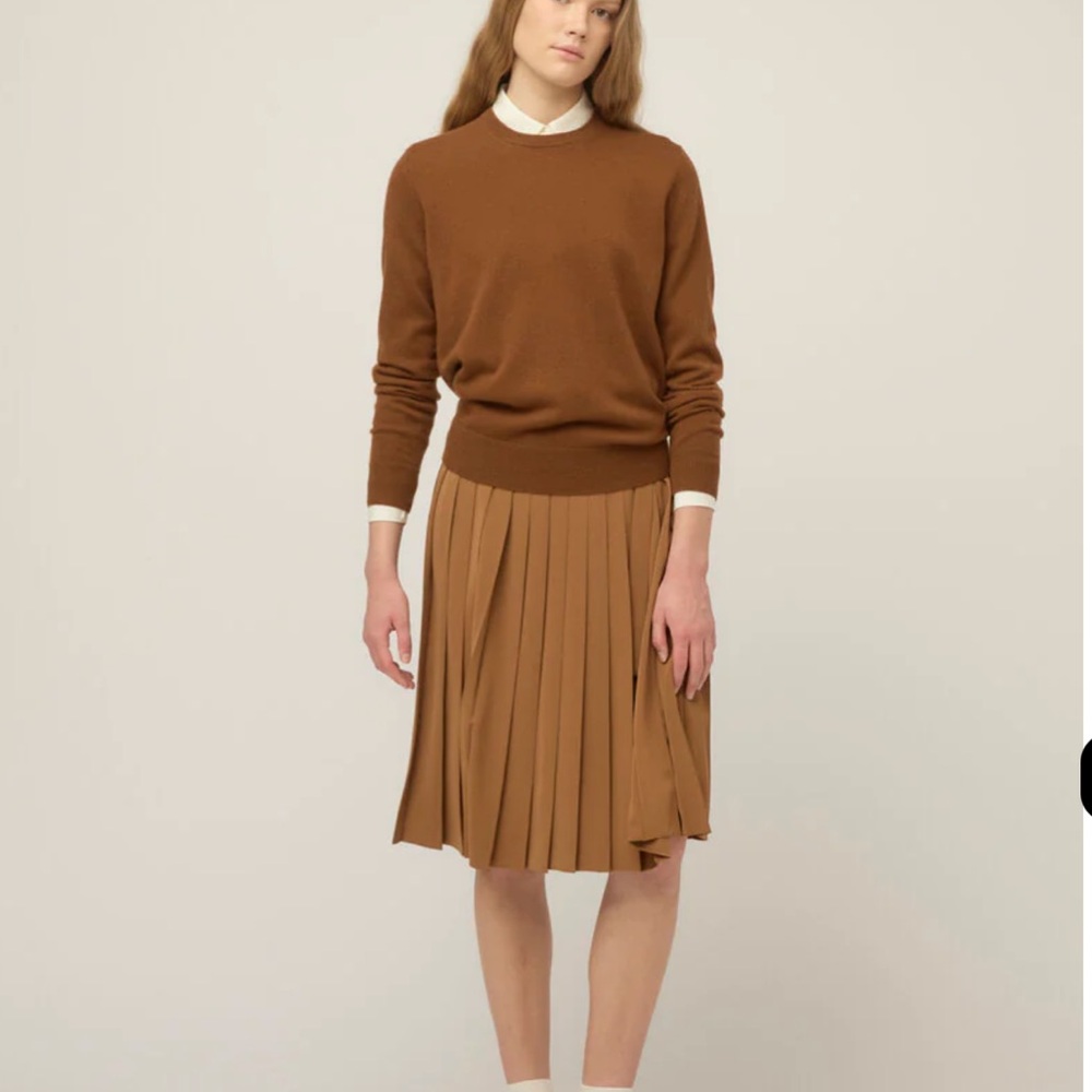 Derek Lam Silk Pleated High Waist Skirt Knee Length